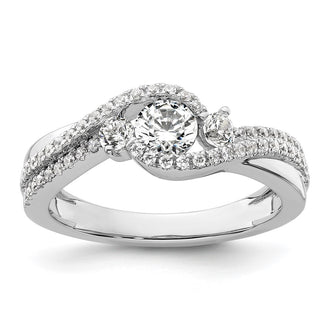 Exclusive 14K White Gold Three-Stone Bypass Engagement Ring | Stylish Diamonds