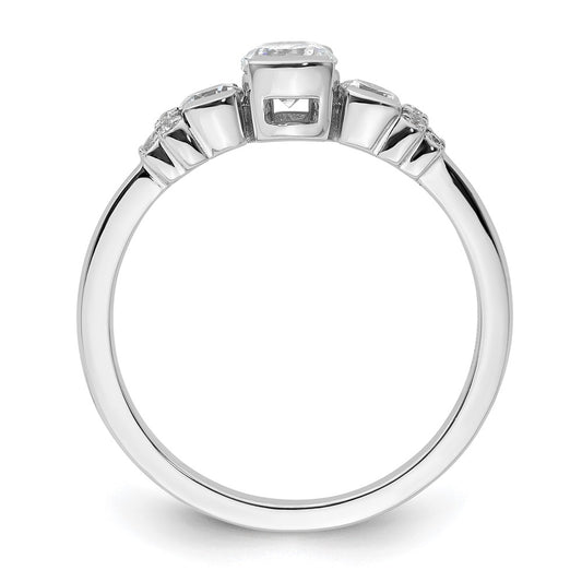 Buy Stylish 14K White Gold Three-Stone Engagement Ring with Bezel Diamonds