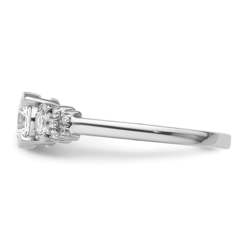 Buy Stylish 14K White Gold Three-Stone Engagement Ring with Bezel Diamonds