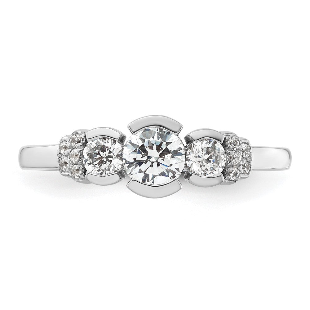 Buy Stylish 14K White Gold Three-Stone Engagement Ring with Bezel Diamonds