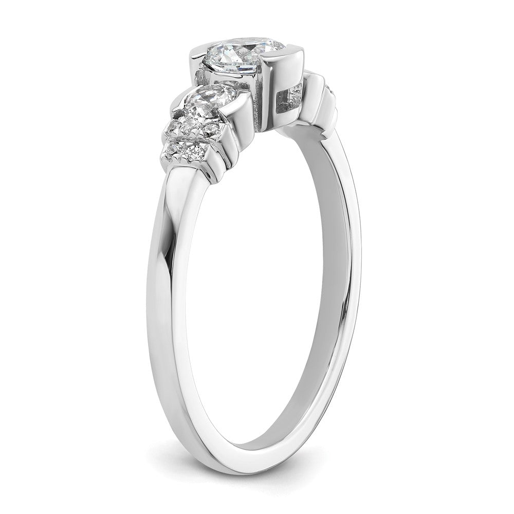 Buy Stylish 14K White Gold Three-Stone Engagement Ring with Bezel Diamonds