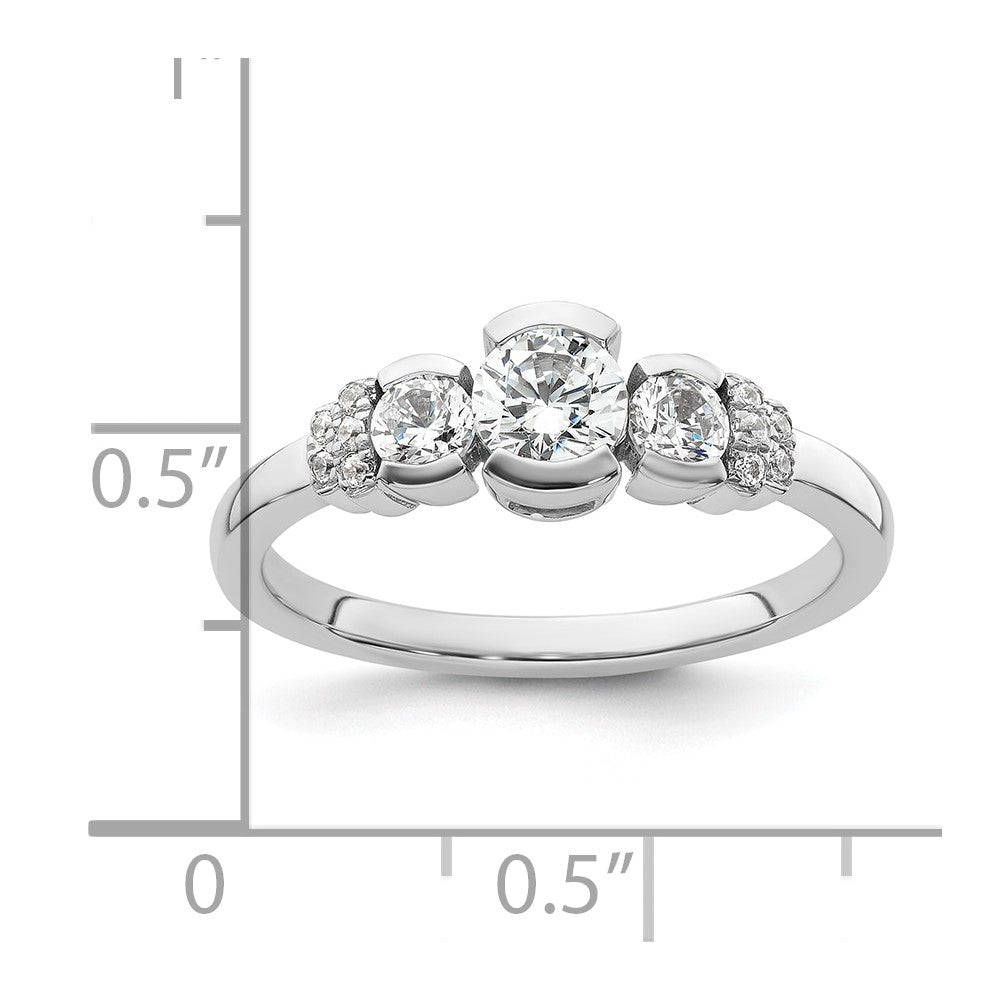 Buy Stylish 14K White Gold Three-Stone Engagement Ring with Bezel Diamonds