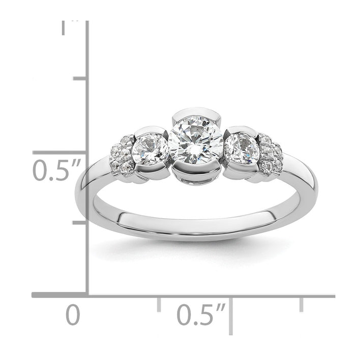 Buy Stylish 14K White Gold Three-Stone Engagement Ring with Bezel Diamonds-7
