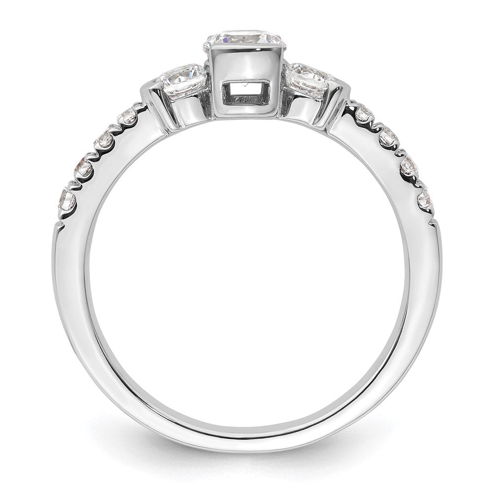 Buy Stylish 14K White Gold Three-Stone Bezel Diamond Engagement Ring