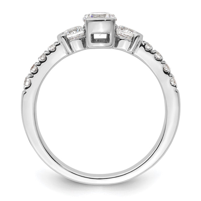 Buy Stylish 14K White Gold Three-Stone Bezel Diamond Engagement Ring-2