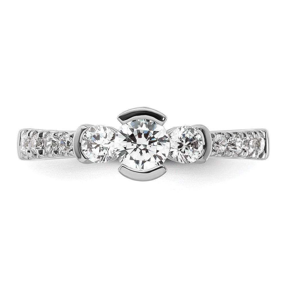 Buy Stylish 14K White Gold Three-Stone Bezel Diamond Engagement Ring