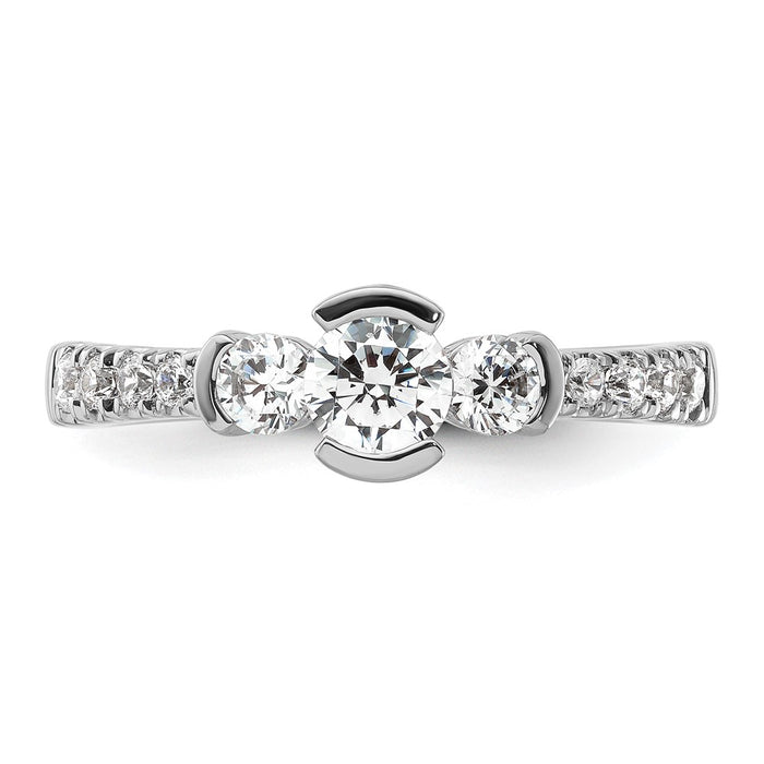 Buy Stylish 14K White Gold Three-Stone Bezel Diamond Engagement Ring-4