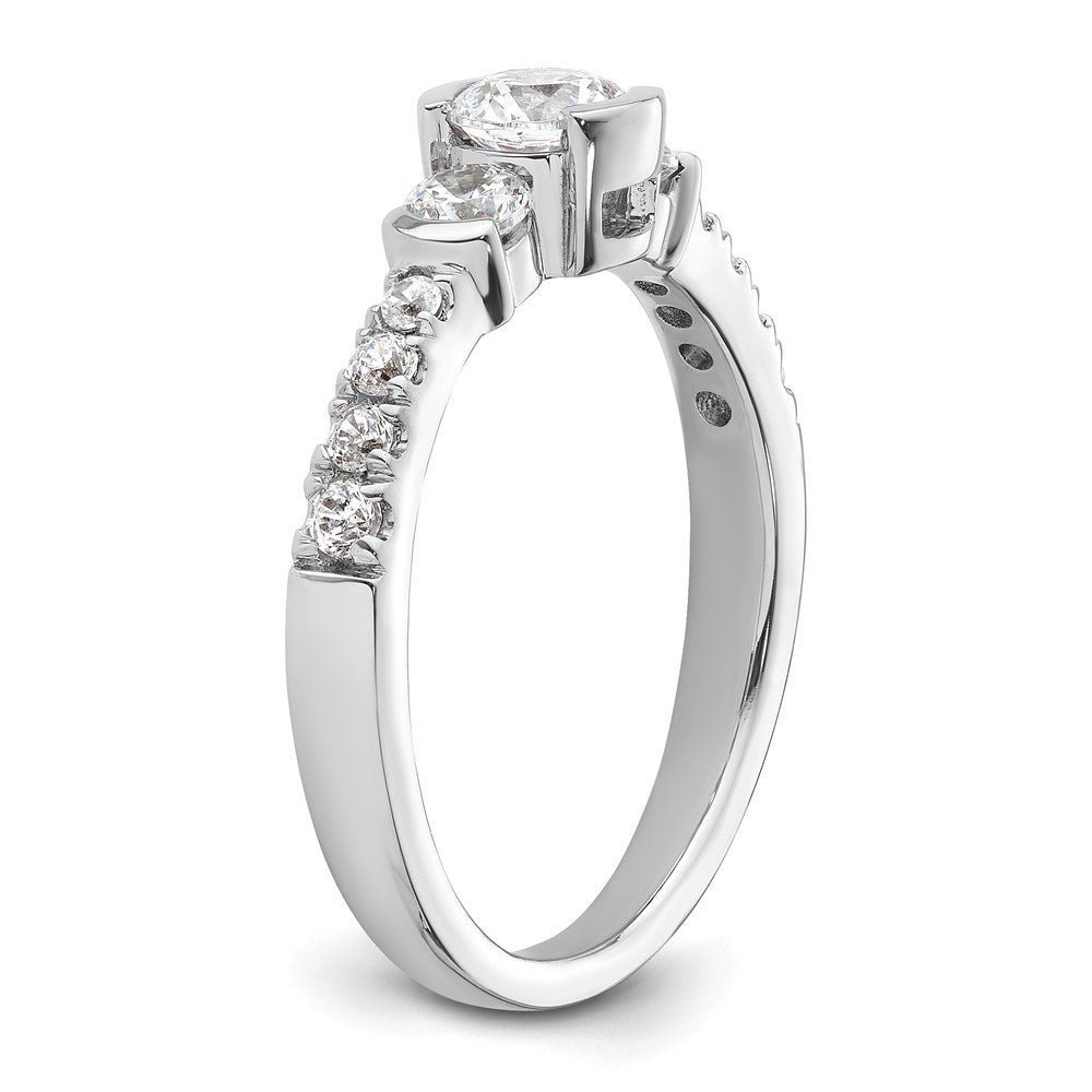 Buy Stylish 14K White Gold Three-Stone Bezel Diamond Engagement Ring