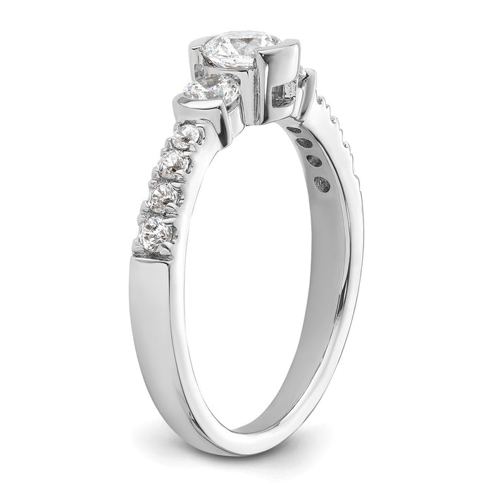 Buy Stylish 14K White Gold Three-Stone Bezel Diamond Engagement Ring-6