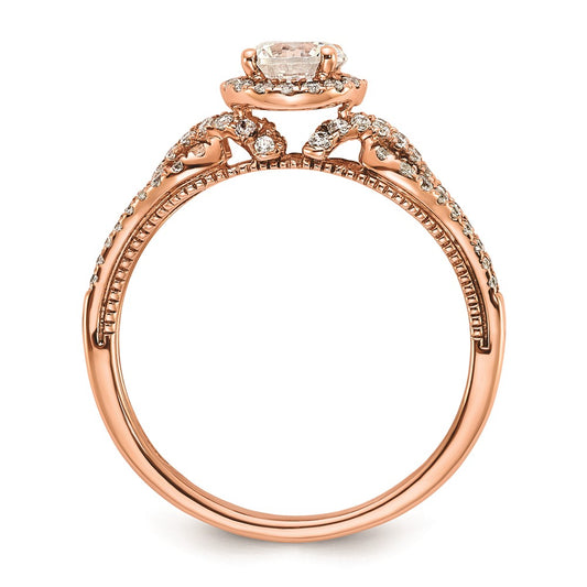 High-Quality 14K Rose Gold Round Halo Diamond Semi-Mount Ring - Affordable Elegance