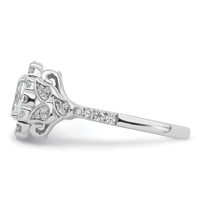 Buy 14K White Gold Vintage Oval Halo Diamond Setting - Stylish & Affordable!-3