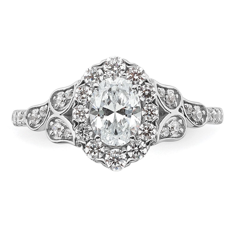 Buy 14K White Gold Vintage Oval Halo Diamond Setting - Stylish & Affordable!