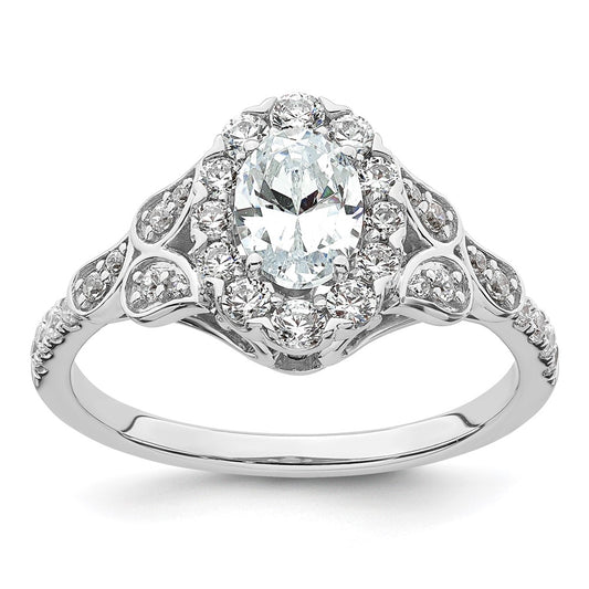 Buy 14K White Gold Vintage Oval Halo Diamond Setting - Stylish & Affordable!