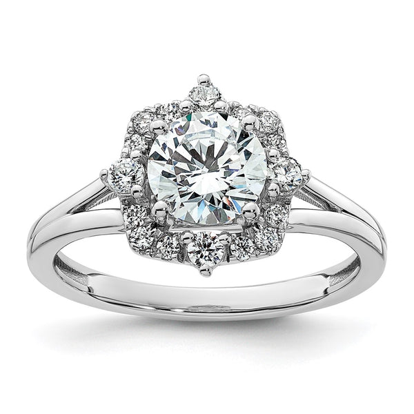 14K White Gold Halo Diamond Semi-Mount Ring Setting - 1.5g
