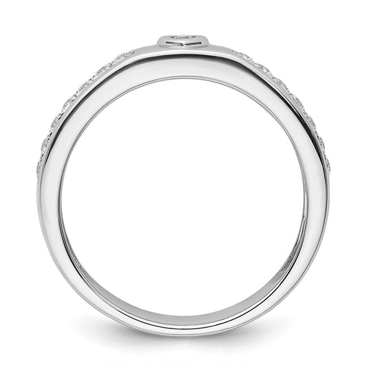High-Quality Men's 14K White Gold Wedding Band with Heart Diamond Accent