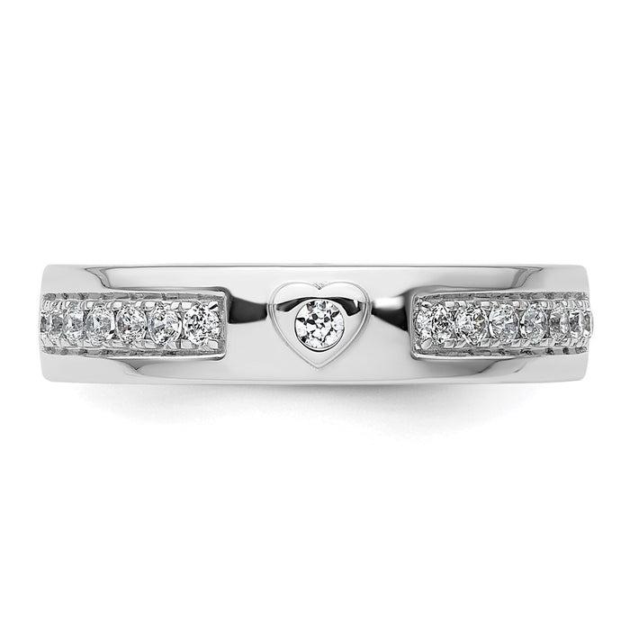 High-Quality Men's 14K White Gold Wedding Band with Heart Diamond Accent-4