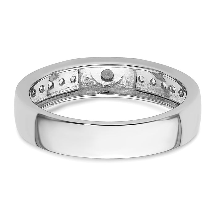 High-Quality Men's 14K White Gold Wedding Band with Heart Diamond Accent-5