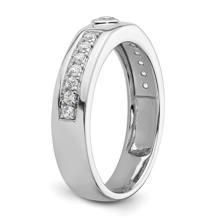 High-Quality Men's 14K White Gold Wedding Band with Heart Diamond Accent-6
