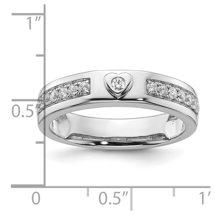 High-Quality Men's 14K White Gold Wedding Band with Heart Diamond Accent-7
