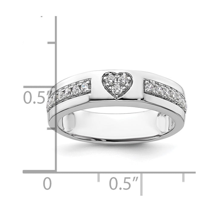 High-Quality 14K White Gold Women's Heart-Shaped Diamond Wedding Band - Stylish Value-7
