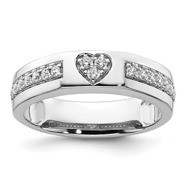 14K White Gold Women's Heart-Shaped Diamond Wedding Band