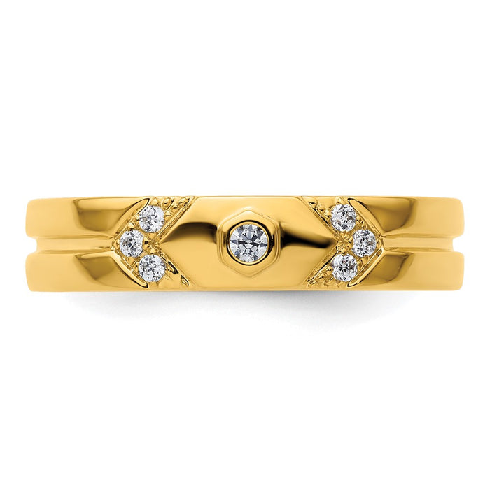 Buy 14K Gold Hexagon Diamond Men's Wedding Band - Stylish Luxury Design-4