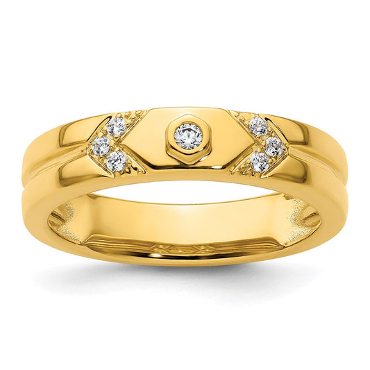 Buy 14K Gold Hexagon Diamond Men's Wedding Band - Stylish Luxury Design