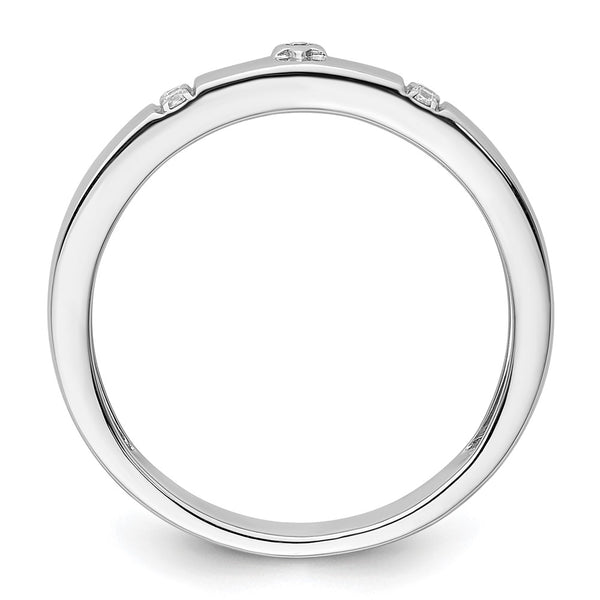 14K White Gold Men's Wedding Band, Diamond-Studded Star