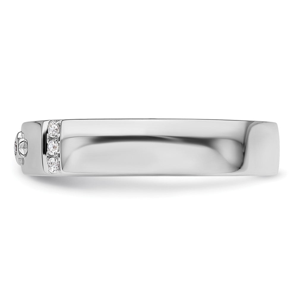 High-Quality 14K White Gold Men's Wedding Band, Diamond-Studded Star Design