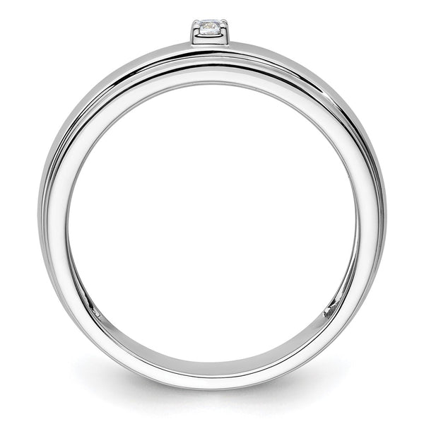 Men's 14K White Gold Wedding Band with Diamonds
