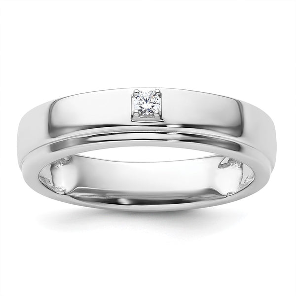 Men's 14K White Gold Wedding Band with Diamonds