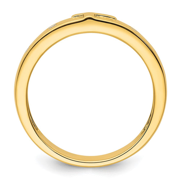 14K Diamond-Studded Men's Wedding Band - Cross