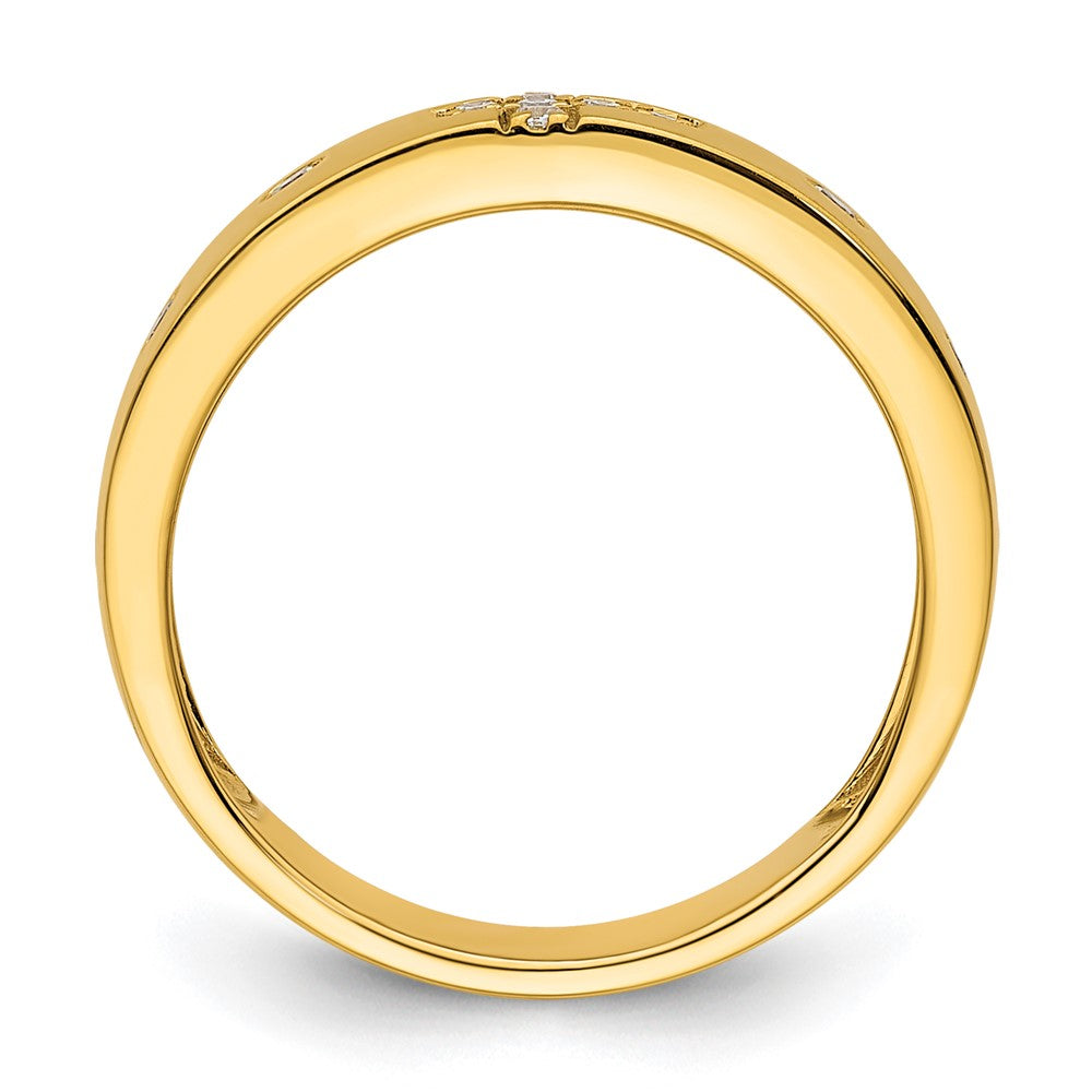 High-Quality 14K Gold Diamond-Studded Women's Wedding Band - Stylish Cross Design