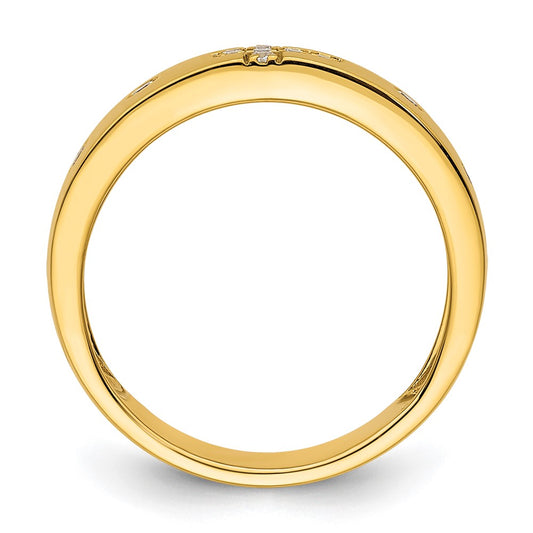 High-Quality 14K Gold Diamond-Studded Women's Wedding Band - Stylish Cross Design