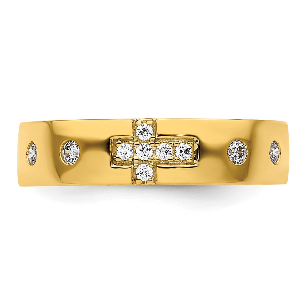 High-Quality 14K Gold Diamond-Studded Women's Wedding Band - Stylish Cross Design