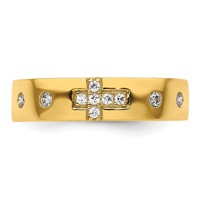 High-Quality 14K Gold Diamond-Studded Women's Wedding Band - Stylish Cross Design-4