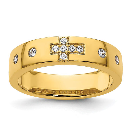 High-Quality 14K Gold Diamond-Studded Women's Wedding Band - Stylish Cross Design