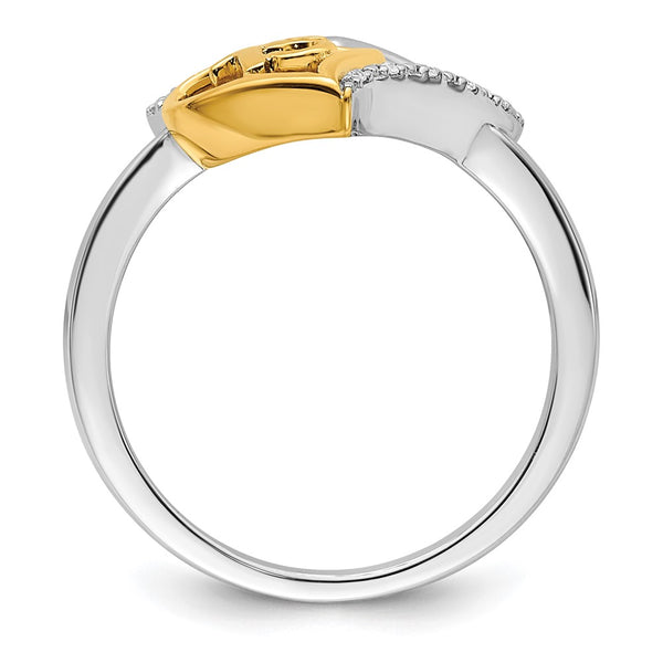 14K Two-Tone Polished Diamond Heart Ring - Quinceañera