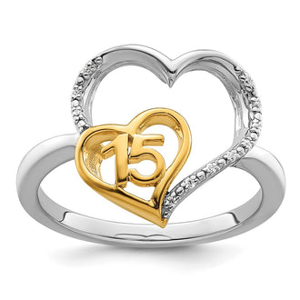 Shop Exclusive 14K Two-Tone Polished Diamond Heart Ring - Stylish Quinceaera Gift