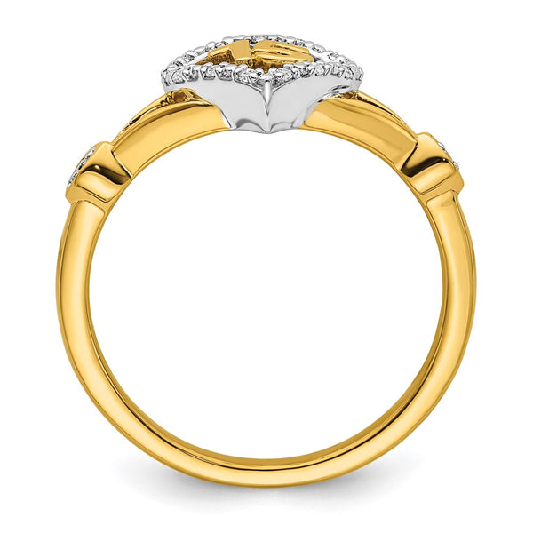 14K Two-Tone Diamond Quinceañera Ring - Heart Crown