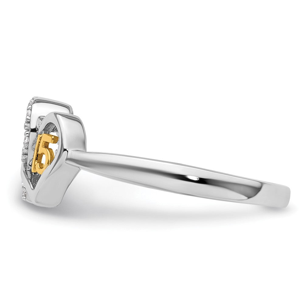 Buy Stylish 14K Two-Tone Double Heart Diamond Quinceaera Ring - 1.0ct