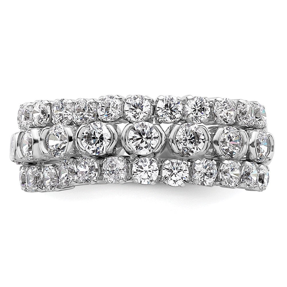 Buy 14K White Gold Moveable Triple Band with Lab-Grown Diamonds, Stylish Design