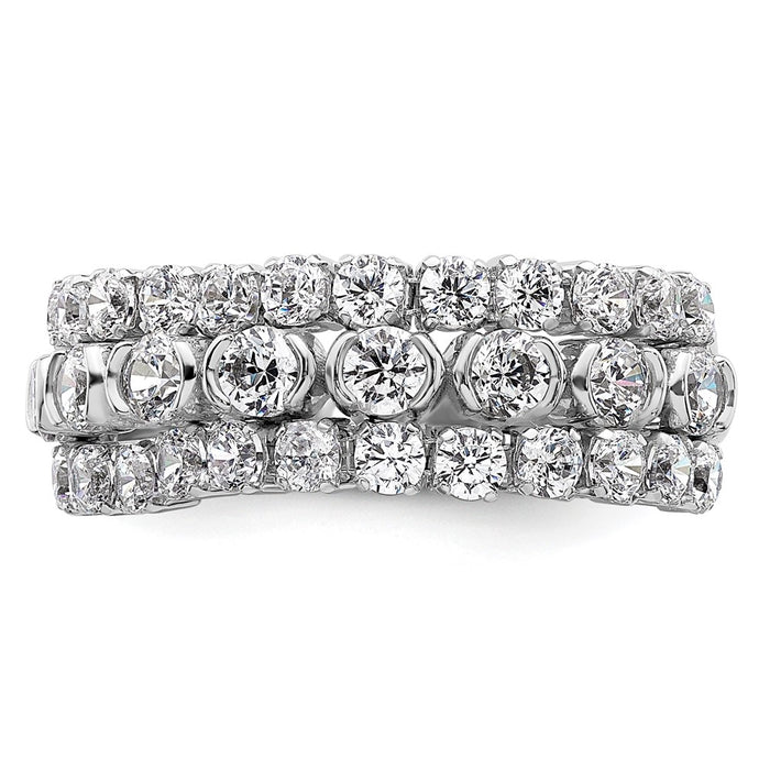 Buy 14K White Gold Moveable Triple Band with Lab-Grown Diamonds, Stylish Design-4