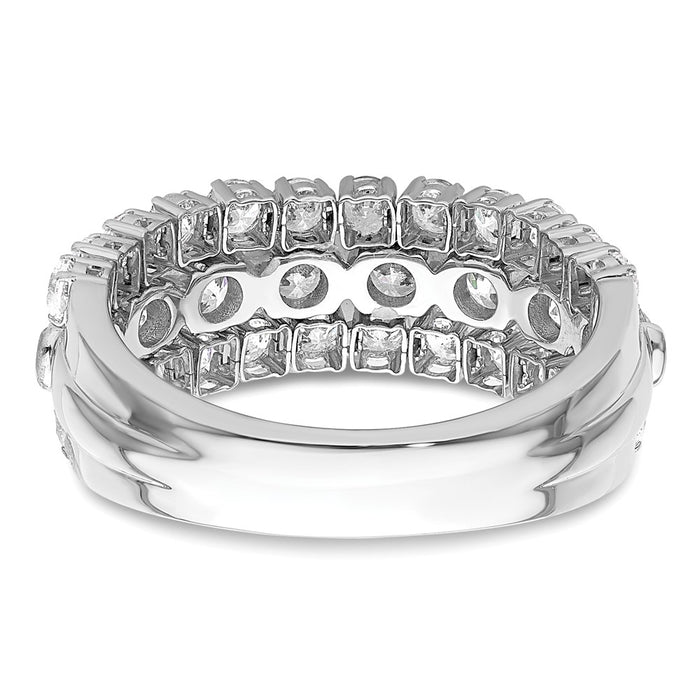 Buy 14K White Gold Moveable Triple Band with Lab-Grown Diamonds, Stylish Design-5