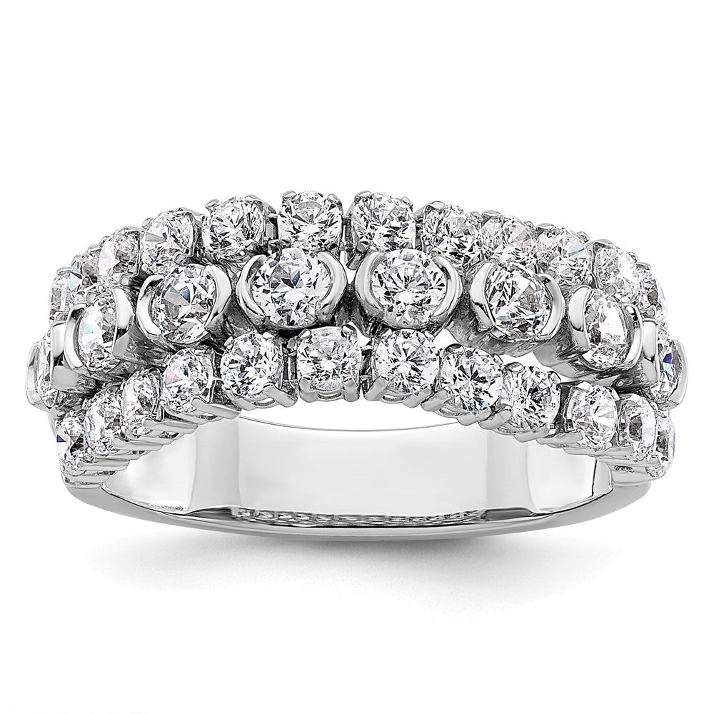 Buy 14K White Gold Moveable Triple Band with Lab-Grown Diamonds, Stylish Design