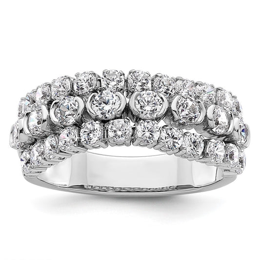 Buy 14K White Gold Moveable Triple Band with Lab-Grown Diamonds, Stylish Design
