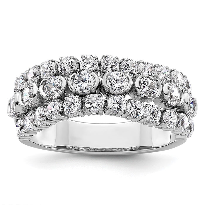 Buy 14K White Gold Moveable Triple Band with Lab-Grown Diamonds, Stylish Design-1