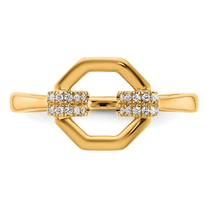 High-Quality 14K Gold Octagon Diamond Fashion Ring - Stylish & Affordable!-4
