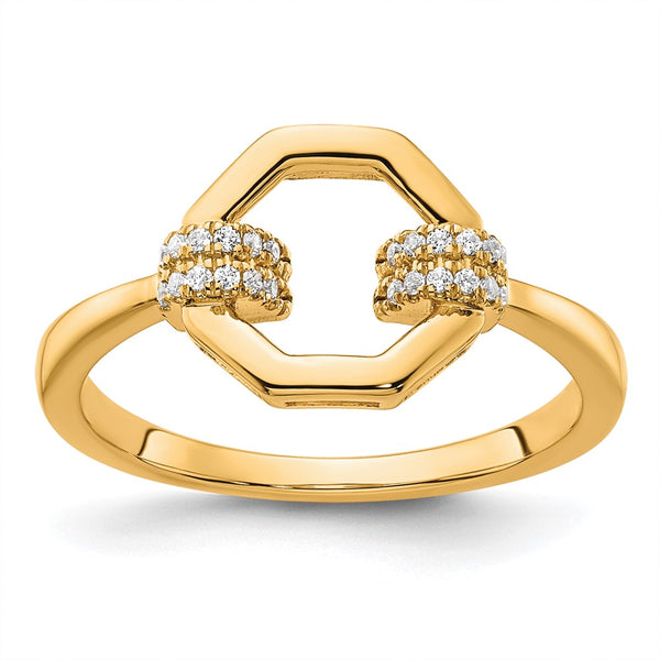 14K Gold Octagon Diamond Fashion Ring