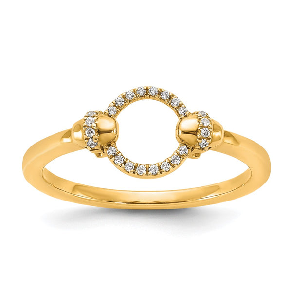 14K Gold Polished Diamond Open Circle Statement Ring